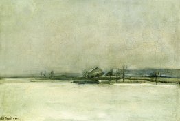 Paesaggio invernale con il granaio