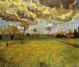 Paesaggio sotto un cielo tempestoso