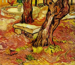 La panchina di pietra nel giardino di Saint-Paul Hospital