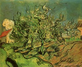 Paesaggio con tre alberi e una casa