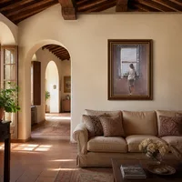 Figura in una finestra — Villa italiana