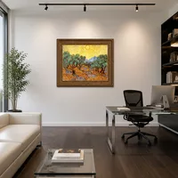 Ulivi con cielo giallo e sole — Ufficio di design