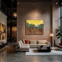 Ulivi con cielo giallo e sole — Casa del collezionista