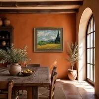 Campo di grano con cipressi al Haude Galline vicino Eygalieres — Casa mediterranea