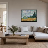 Campo di grano con cipressi — Casa scandinava