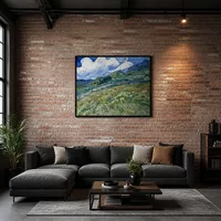 Campo di grano con le montagne sullo sfondo — Loft moderno