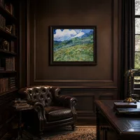 Campo di grano con le montagne sullo sfondo — Biblioteca classica