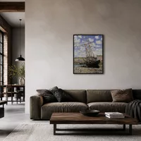 Barca con la bassa marea a Fecamp — Loft moderno