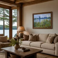 Fiori sulle rive della Senna vicino a Vétheuil — Casa sul lago