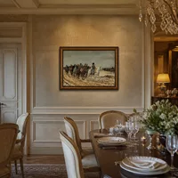1814. Campagne de France (Napoleone e il suo staff di ritorno da — Sala da pranzo del castello