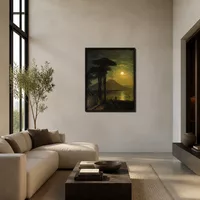 Il golfo di Napoli di notte illuminata dalla luna. Vesuvio — Loft moderno