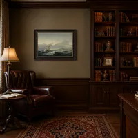 Vista sul mare con nave a vela in mare agitato — Biblioteca classica