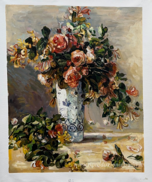 Rose e gelsomino in un vaso di Delft