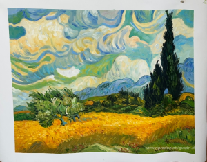 Campo di grano con cipressi al Haude Galline vicino Eygalieres