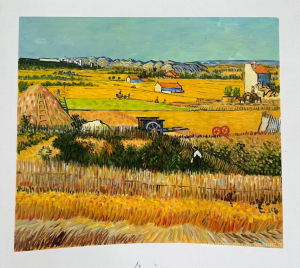 Vendemmia a La Crau, con Montmajour sullo sfondo