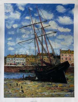 Barca con la bassa marea a Fecamp