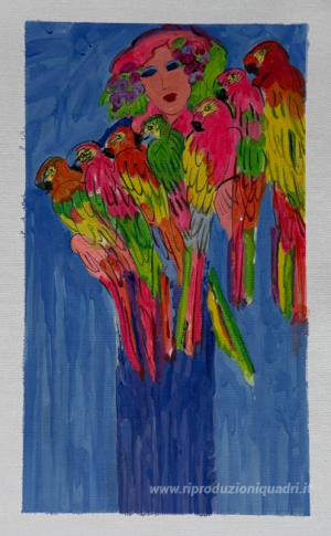 Blue Lady con pappagalli
