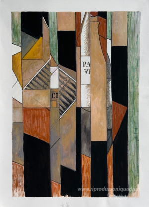 Natura morta con bottiglia e sigari