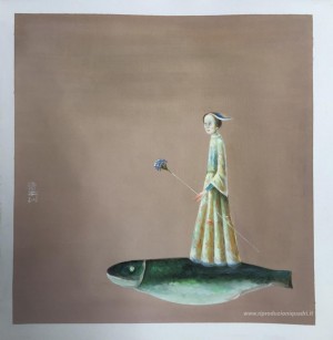 Ragazza Con Fiori Blu